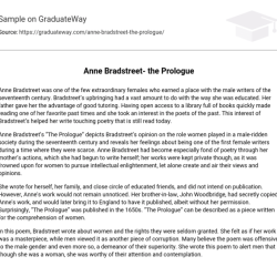 The prologue anne bradstreet summary