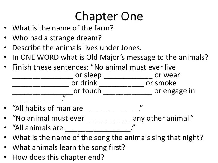 Animal farm chapter 1 questions and answers