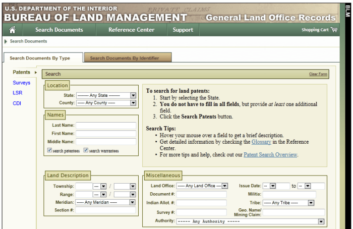 Exchange of land for patent