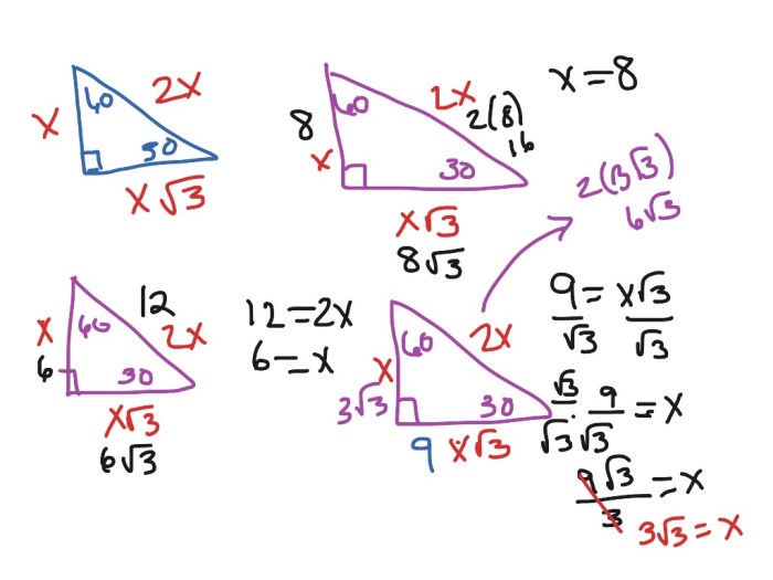 Special right triangles 30 60 90 worksheet answers