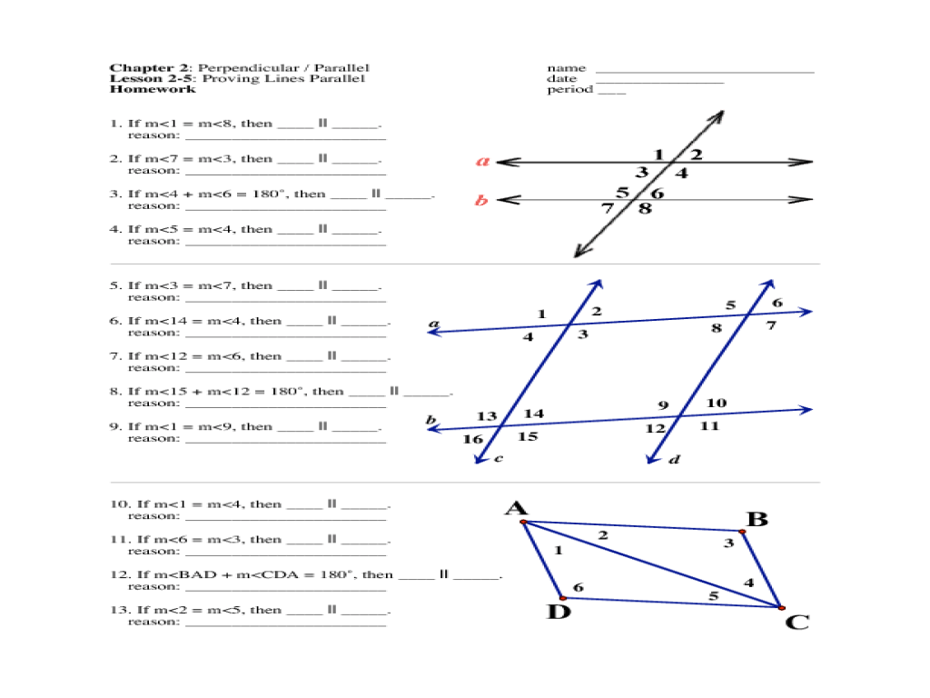 Unit 3 homework 3 proving lines parallel answer key